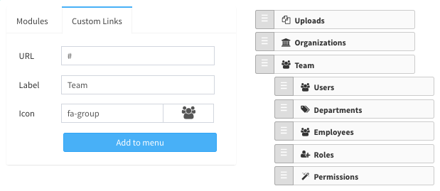 LaraAdmin Custom Menu Link